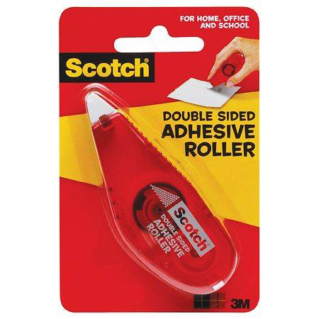Scotch Double Sided Adhesive Roller, .27 in x 26 ft, Red .27in - 1.0 ea