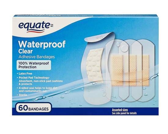 Equate Waterproof Clear Adhesive Bandages (60 units)