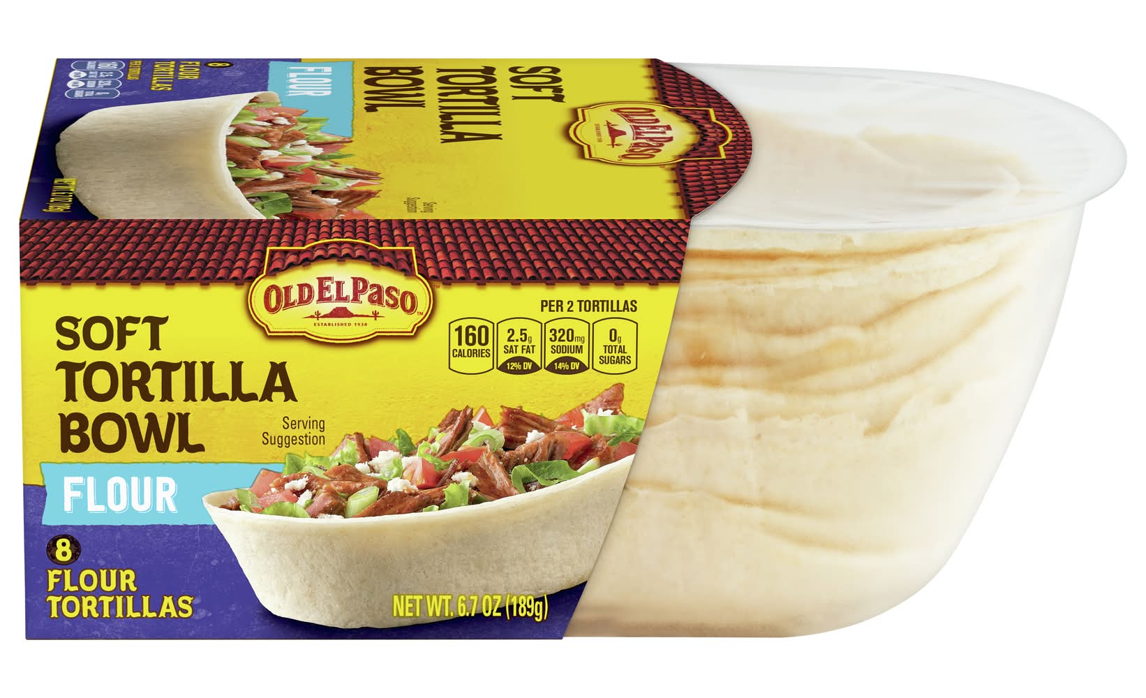 Old El Paso Flour Soft Tortilla Bowl (6.7 oz, 8 ct)