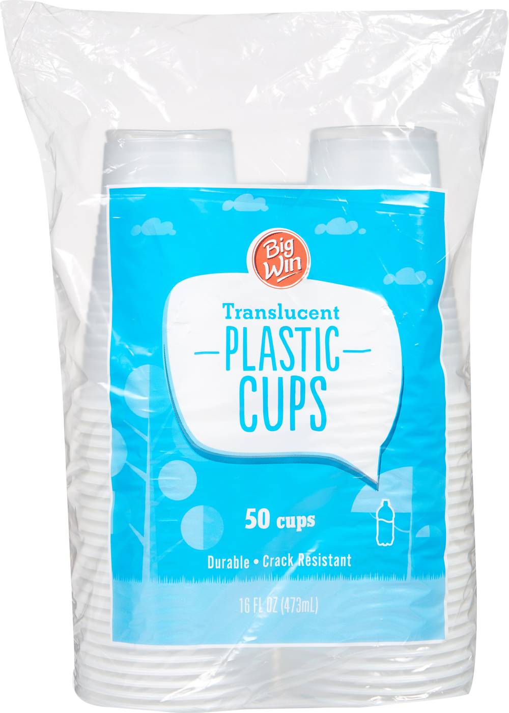 Big Win Translucent Plastic Cups (50 ct)