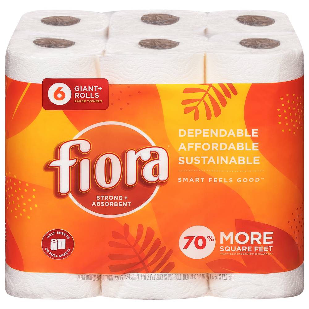 Fiora 2 Ply Giant Rolls Strong Absorbent Paper Towel (6 ct)