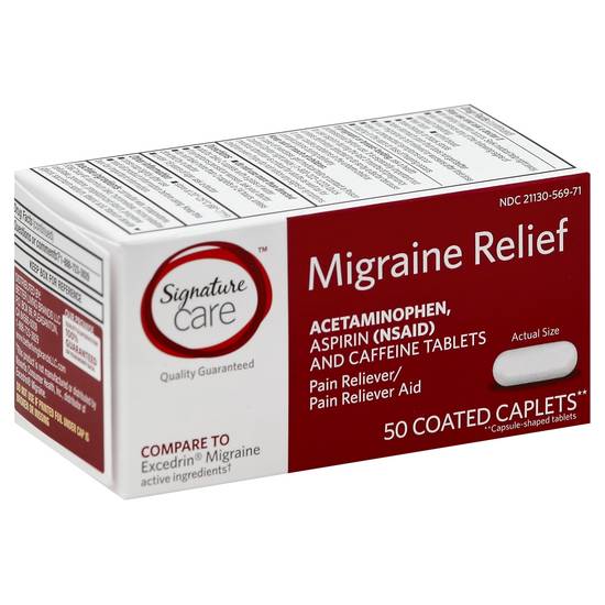 Signature Care Migraine Relief Coated Caplets (50 ct)