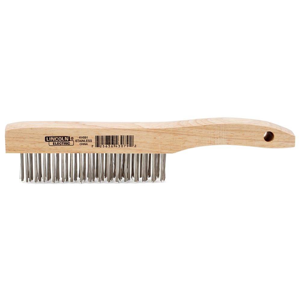 Lincoln Electric Stainless Steel Shoe Handle Wire Brush, 4 Rows of Bristles, 10-1/4In Length, Brown | KH591