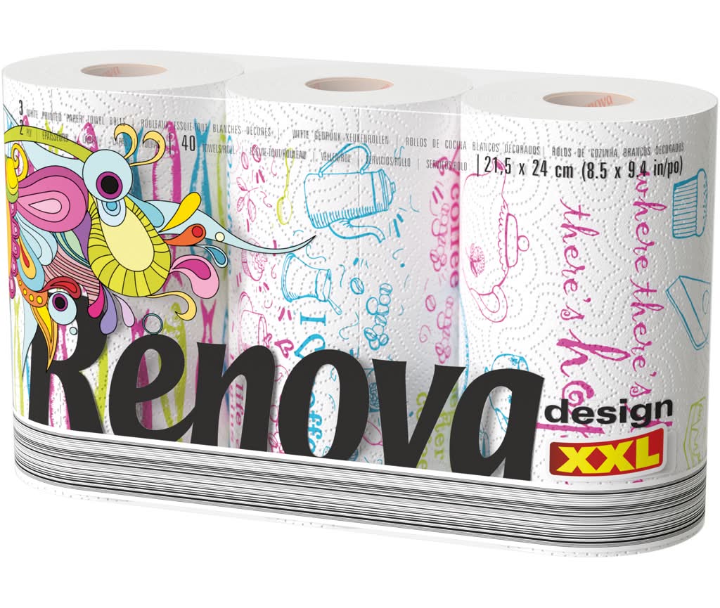 Renova  - Rolo de cozinha design xxl, 3 rolos
