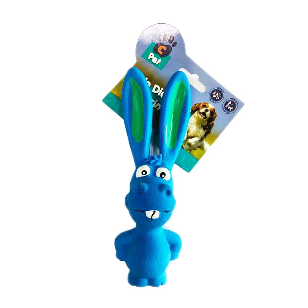 C-pet brinquedo coelho em látex azul (17x6cm)