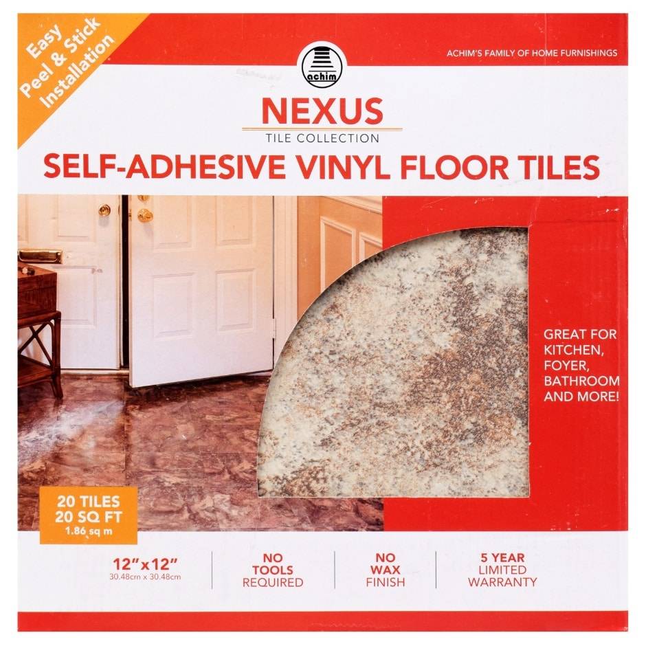 Achim Nexus Granite Elf Adhesive Vinyl Floor Tiles, 12x12 in (20 ct)