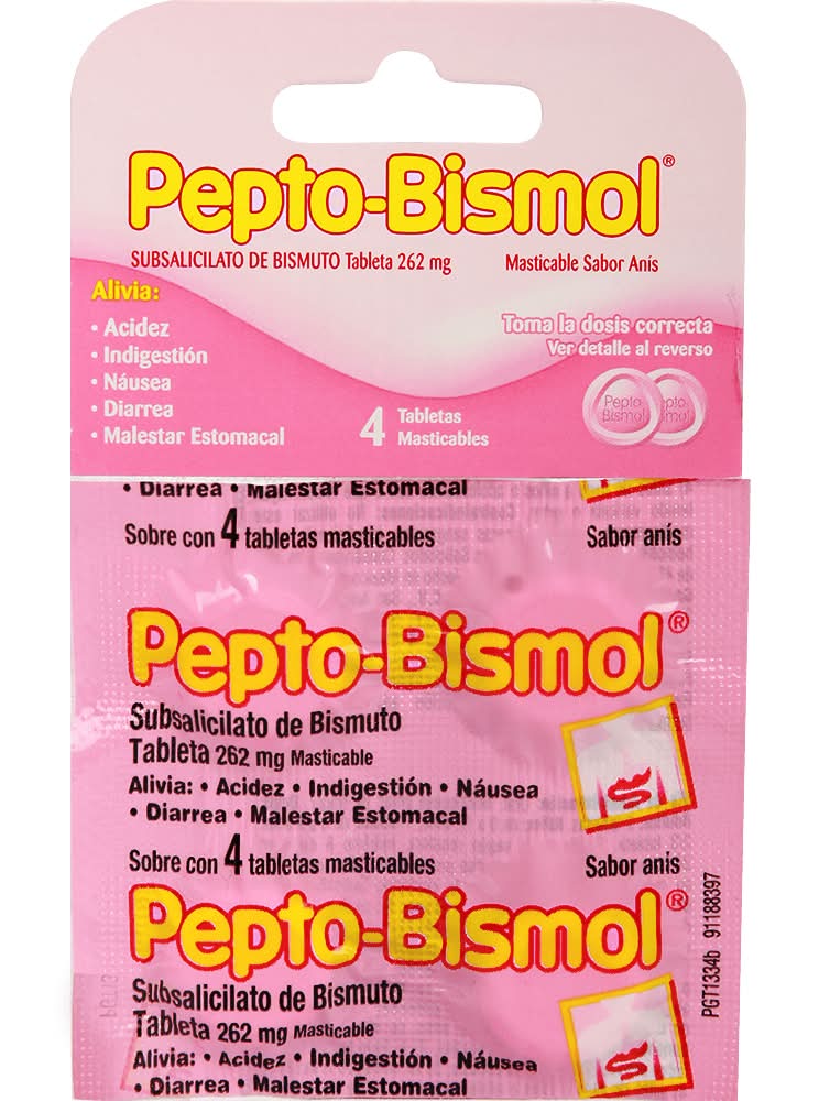 Pepto-Bismol · Subsalicilato de bismuto tabletas 262.4 mg, anís (4 un)