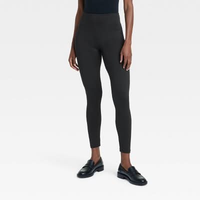 A New Day Supersoft Leggings With Wide Waistband, Women, L, Black