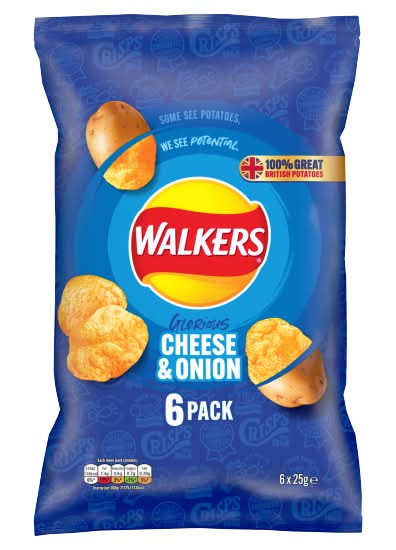 Walker's Cheese-Onion, Potato Chips (6 x 25g)