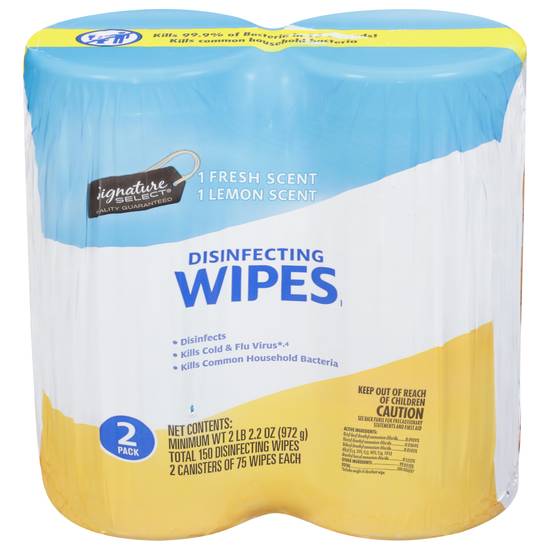 Signature Select Lemon & Fresh Scent Disinfecting Wipes (2 ct)