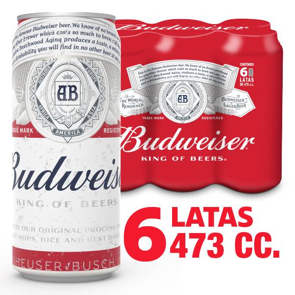 Budweiser · Pack cerveza lager (6 x 473 ml)