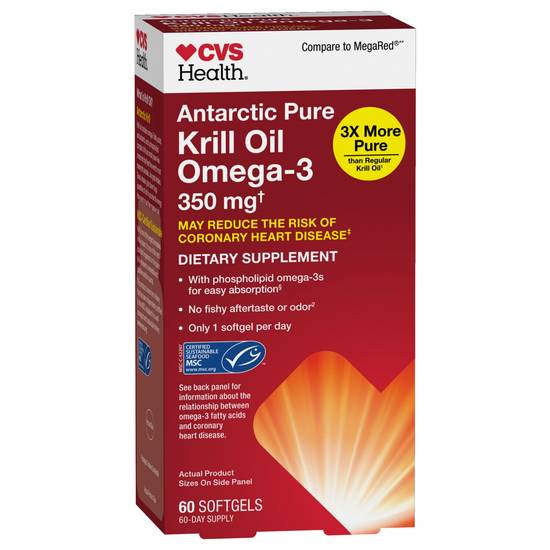 CVS Health Antarctic Krill Oil Omega-3 Softgels, 60 CT