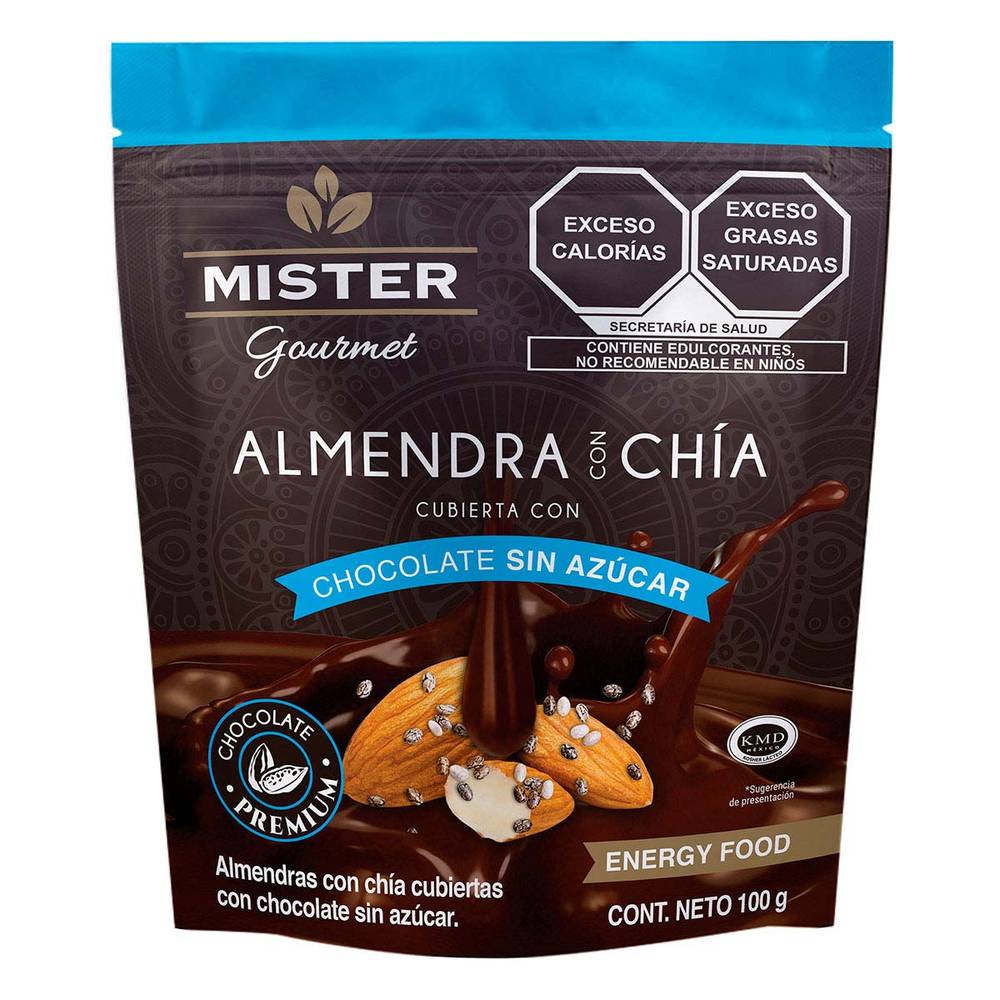 Mister · Almendra con chocolate y chía sin azúcar gourmet (100 g)