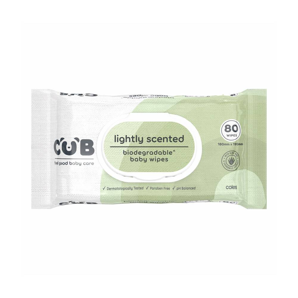 CUB Lightly Scented Biodegradable Baby Wipes (80 pack)