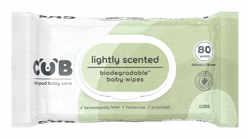 CUB Biodegradable Baby Wipes, Aloe Vera-Chamomile, 180x190 mm (80 pack)