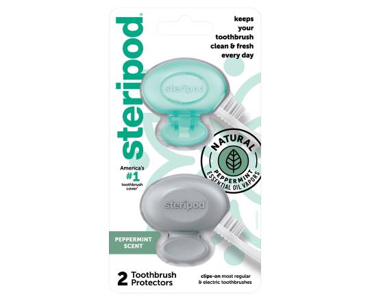 Steripod Toothbrush Protectors, Peppermint (2 ct)