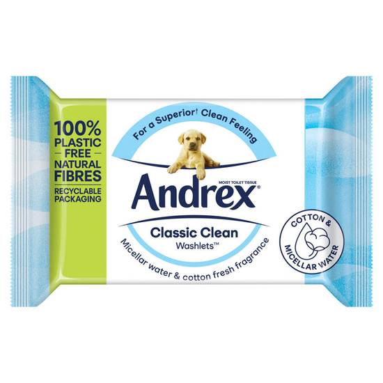 Andrex Classic Clean Washlets Flushable Toilet Wipes Single Pack (36 Sheets)