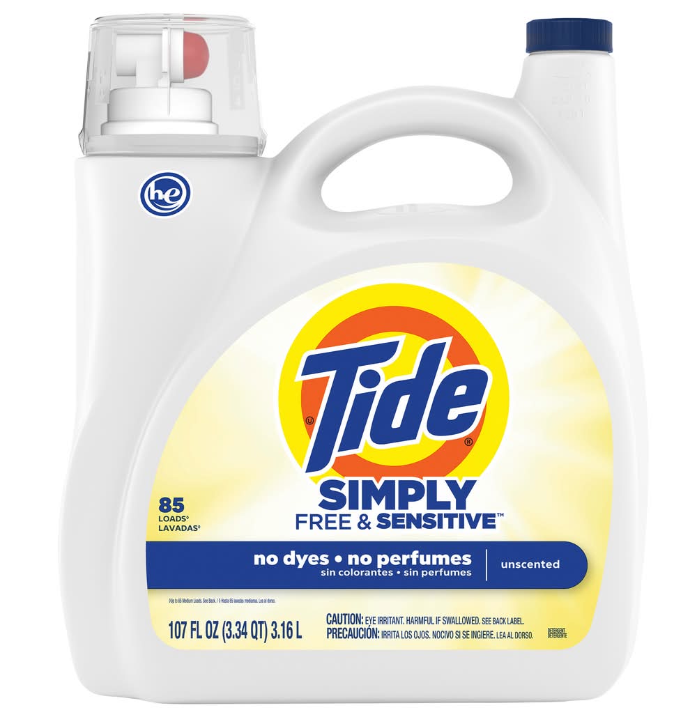 Tide Simply Free & Sensitive Liquid Laundry Detergent 85 Loads (107 fl oz)