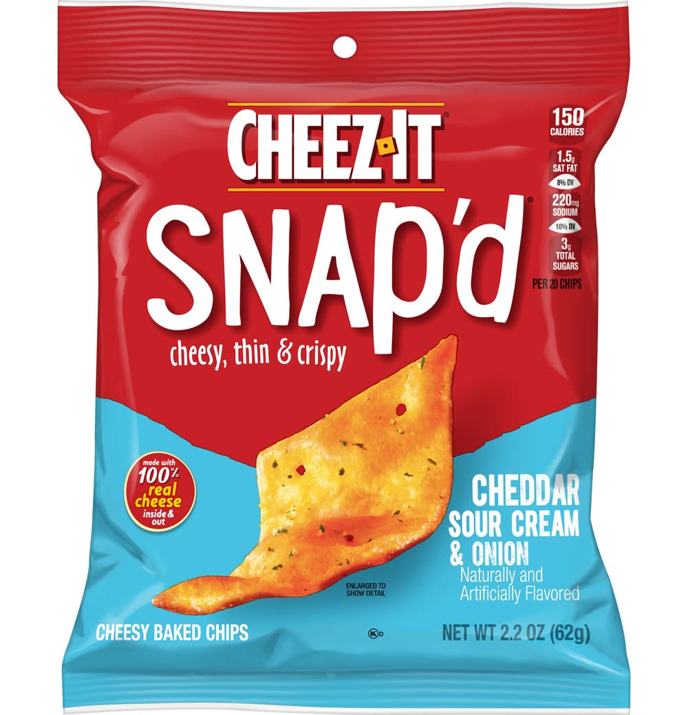 Cheez-It Snap'd Cheesy Thin & Crispy Baked Snacks, Cheddar Sour Cream & Onion (2.2 oz)