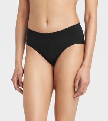 Auden Absorbent Seamless Hipster Period Underwear, Women, M, Black