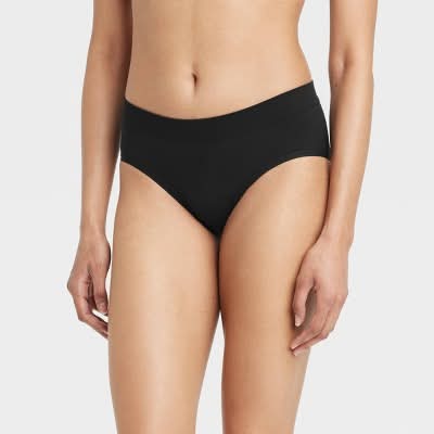 Auden Absorbent Seamless Hipster Period Underwear, Women, M, Black