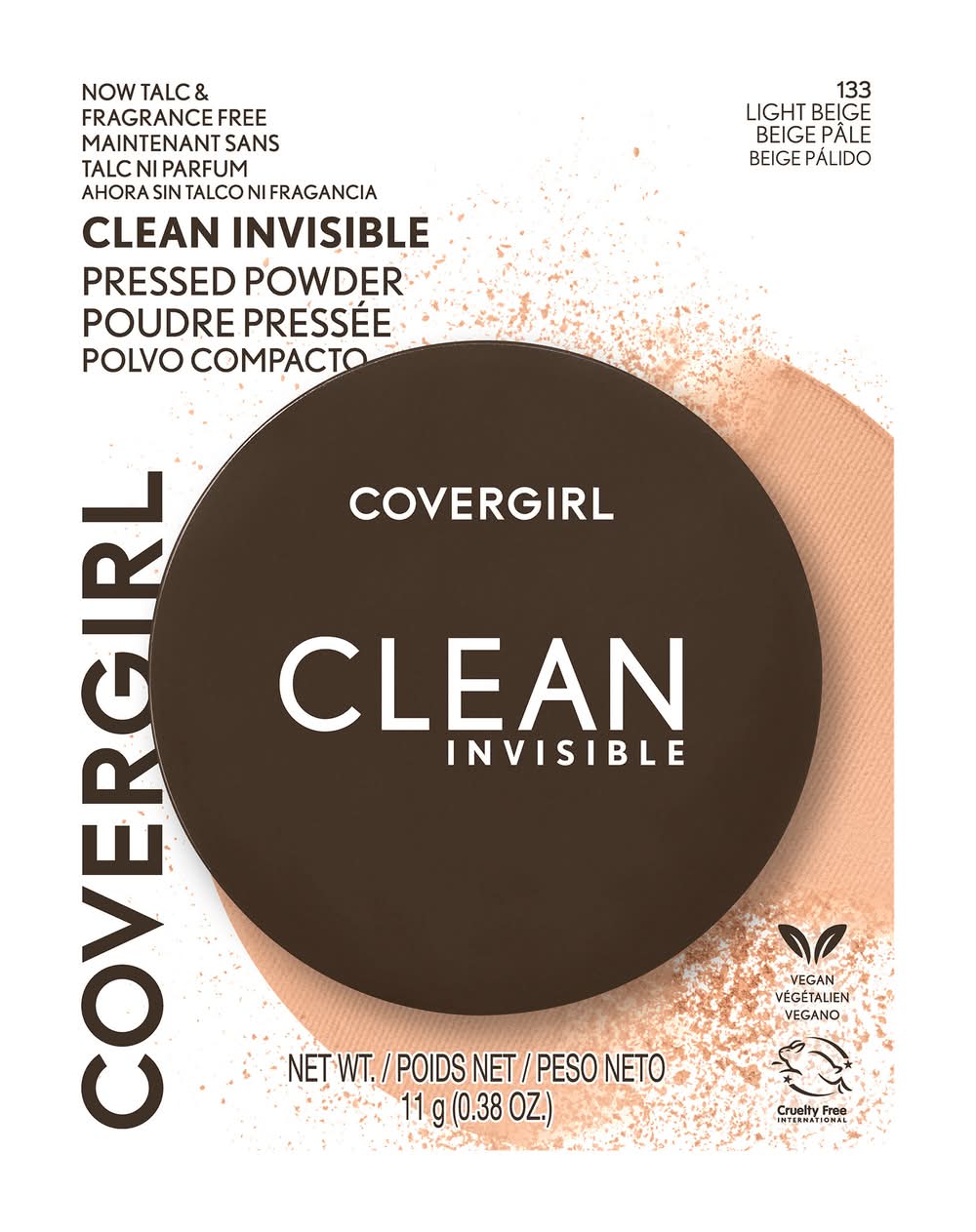 CoverGirl Clean Invisible Pressed Powder, Light Beige 133 (0.38 oz)