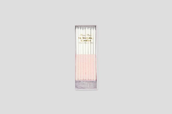 Meri Meri - Pale Pink Glitter Dipped Candles