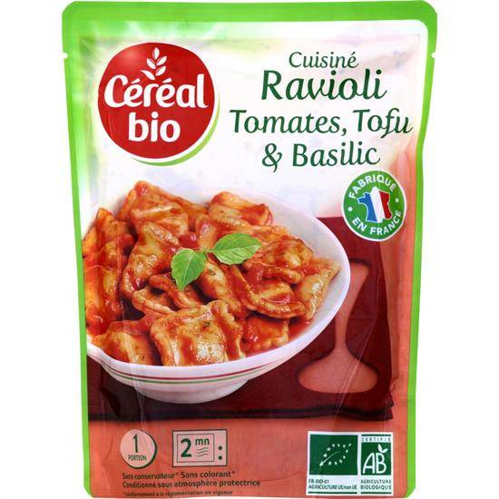 Bio - Plats cuisinés ravioli tomate/tofu basilic bio CEREAL BIO - le sachet de 267 g