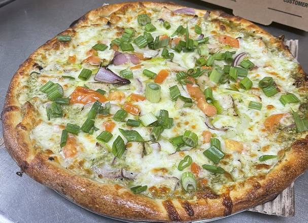 Pesto Chicken Garlic Pizza