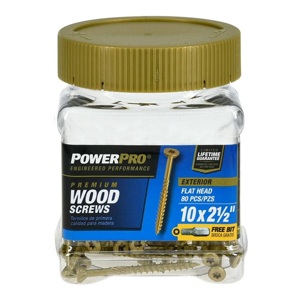 Power Pro #10 x 2-1/2-in Epoxy Exterior Wood Screws (80-Per Box) | 48306