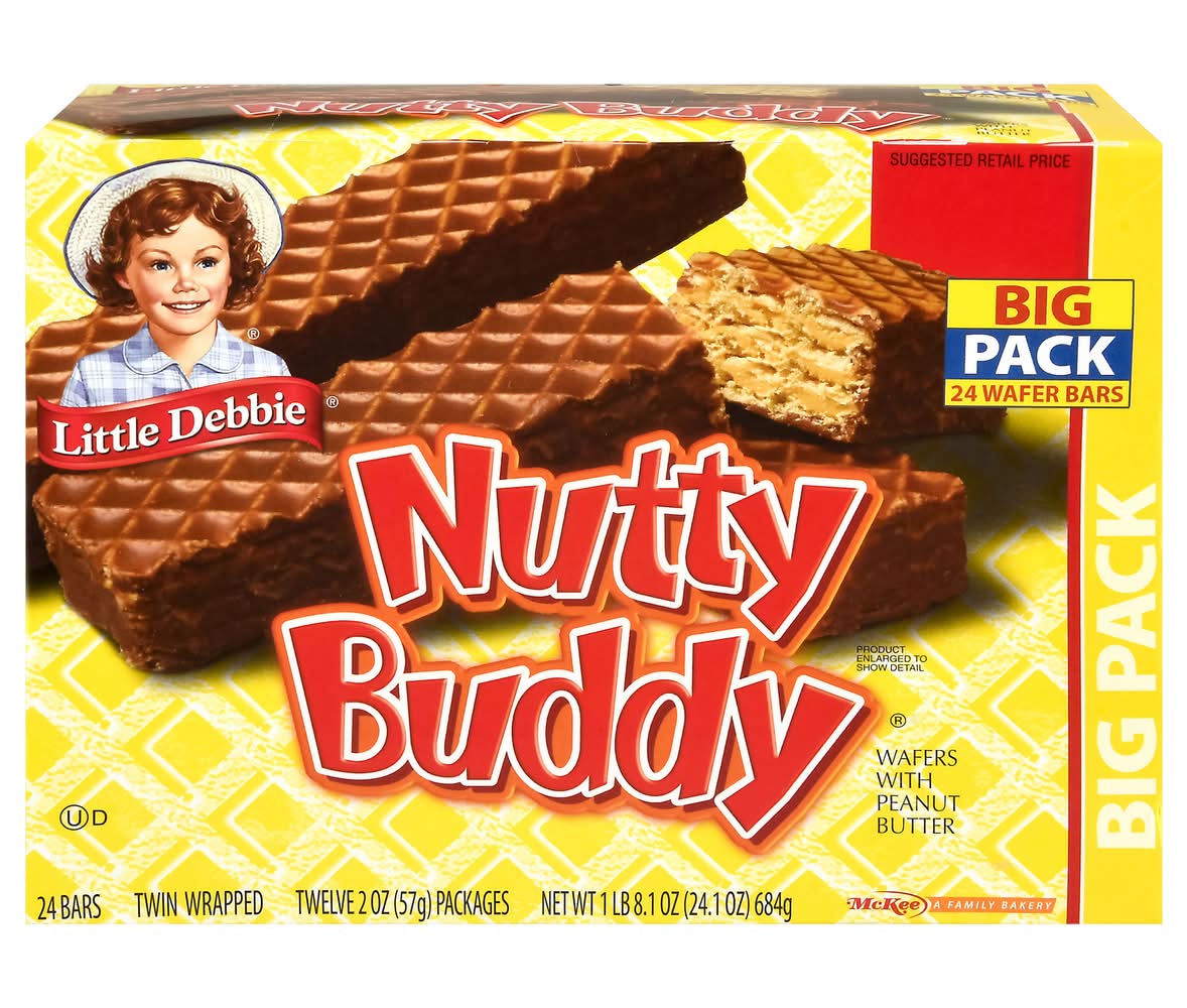 Little Debbie Nutty Buddy Wafers Bars, Peanut Butter (25.2 oz, 24 ct)