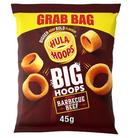 Hula Hoops Barbecue Beef, Big Potato Rings Grab Bag (45g)