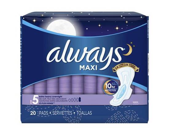 Always · Serviettes maxi avec ailes non parfumées taille 5 (20 unités) - Maxi pads with wings unscented size 5 (20 units)