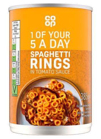 Co-op Spaghetti Rings in Tomato Sauce 385G