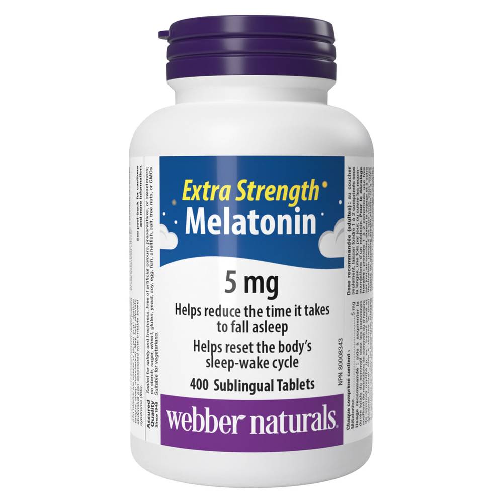 Webber Naturals Melatonin 5 Mg Extra Strength Easy Dissolve, 400 Sublingual Tablets