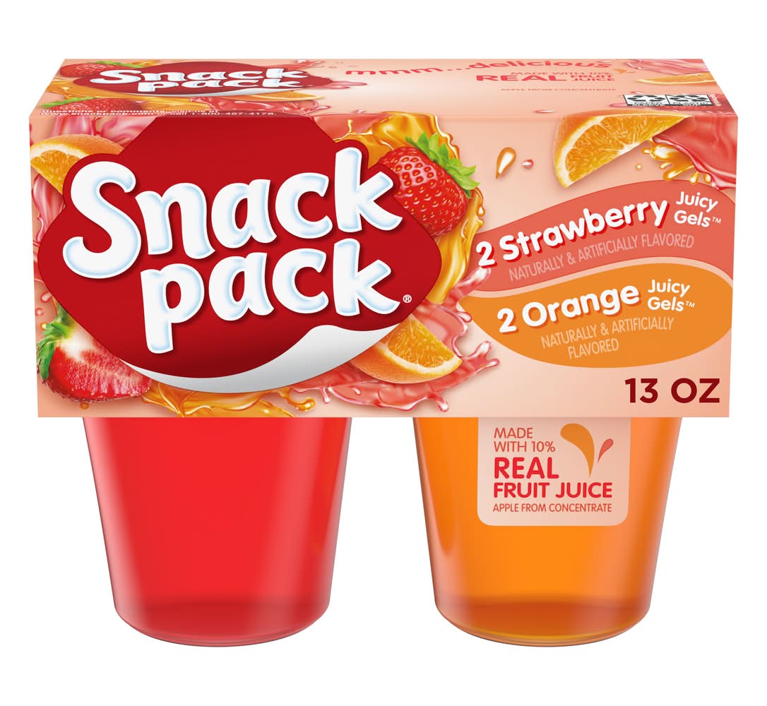 Snack Pack Juicy Gels, Orange-Strawberry (4 x 3.25 oz)