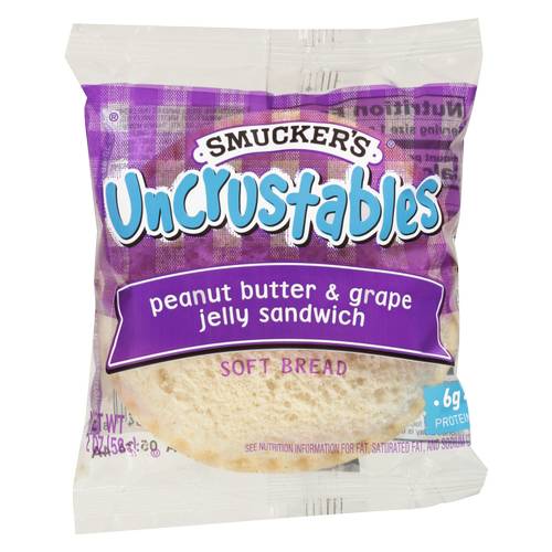 Smucker's Uncrustables Peanut Butter and Grape Jelly on Wheat Sandwich (2.6oz count)