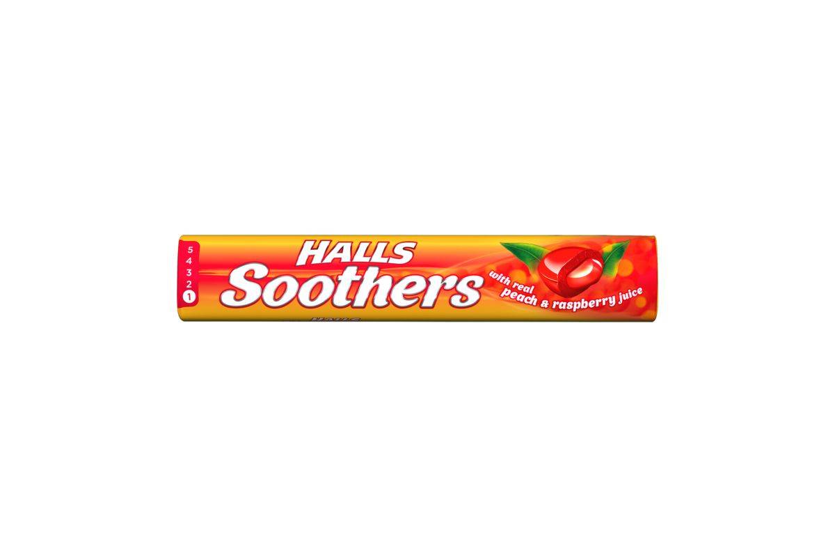 Halls Soothers peach & rasp 10s