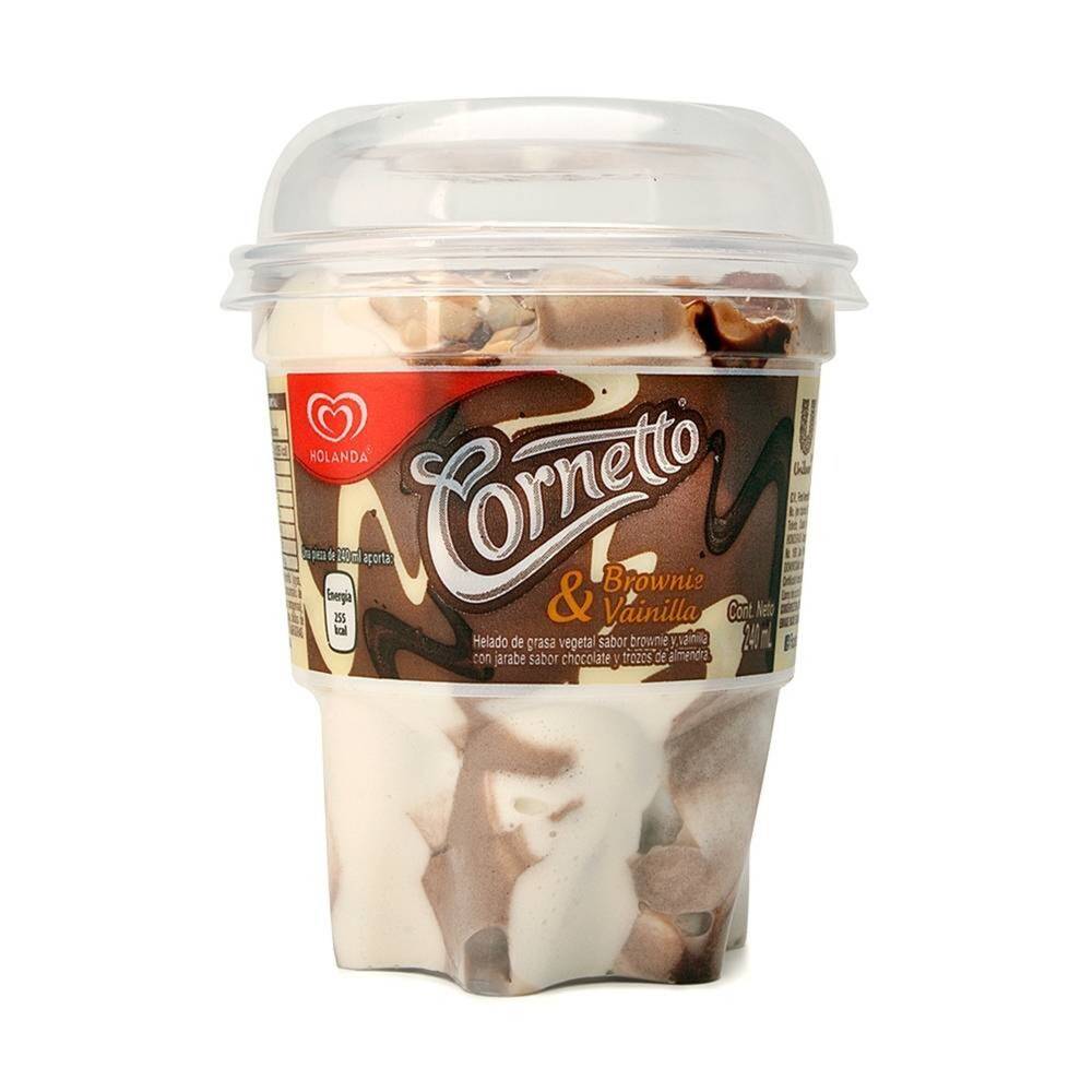 Cornetto helado sabor vainilla con chocolate y cacahuate (vaso 190 ml)