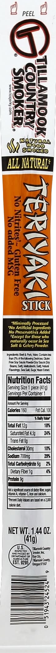 Tillamook Country Smokers Teriyaki Meat Sticks (1.4 oz)