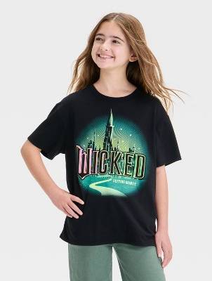 Girls' Wicked Emerald City Oversized Short Sleeve Graphic T-Shirt - Black XL