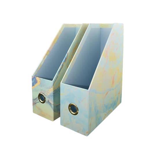 Assorted 12" Blue & Yellow Marbled Magazine Bin By Ashland, 1Pc.