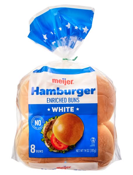 Meijer Hamburger White Enriched Buns (14 oz, 8 ct)