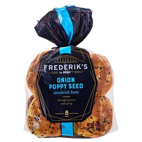 Frederiks By Meijer Onion and Poppy Seed Sandwich Buns, 8 Count (18 oz)
