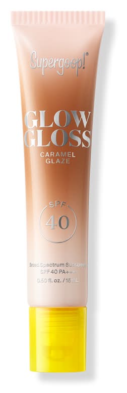 Supergoop! Glow Gloss SPF 40 Lip Balm with Peptides & Shea Butter Caramel Glaze