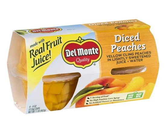 Del Monte · Diced Peaches in Juice (4 x 4 oz)