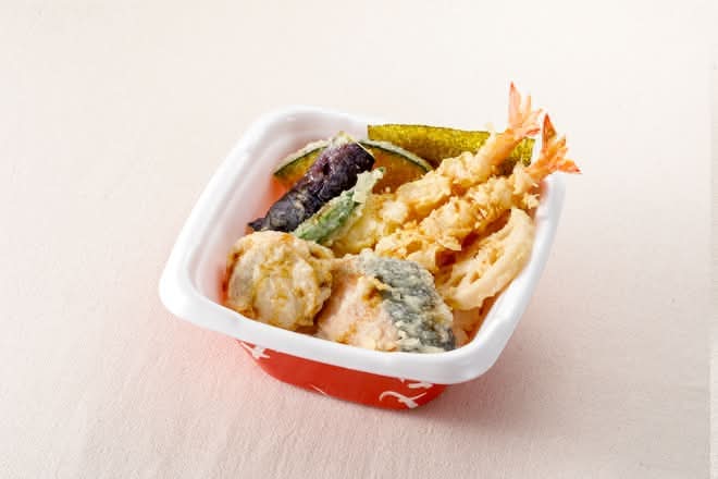 帆立と鮭の上天丼