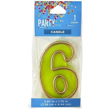 Festive Voice 6 Numeral Candle (2.87 in*1.75 in/gold accent)