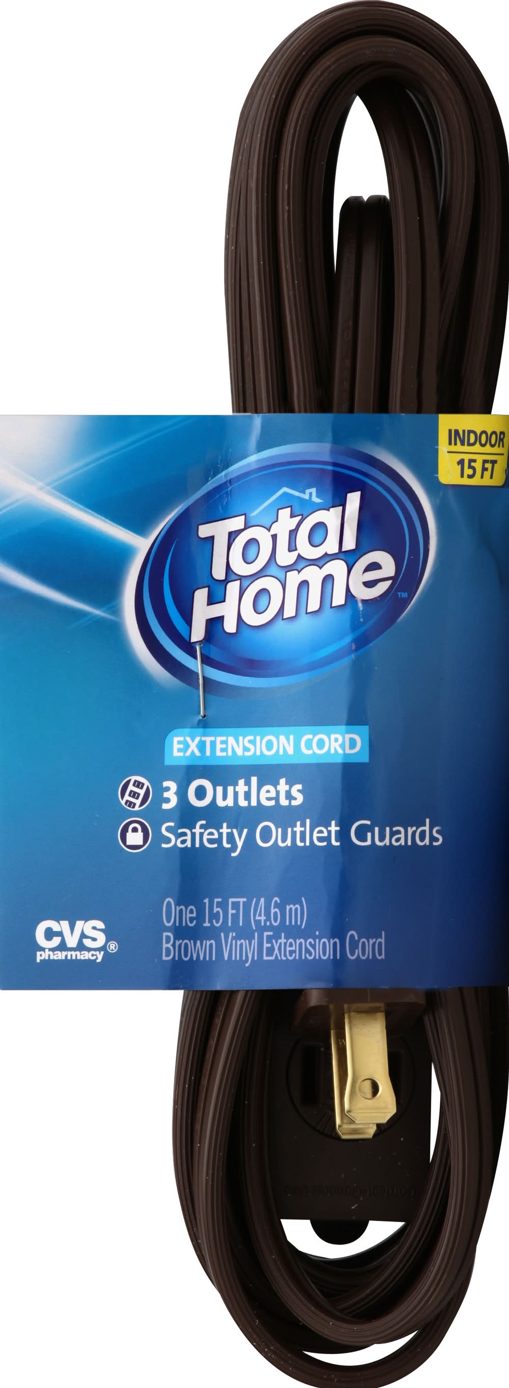 Total Home 3 Outlets Extension Cord, 15 ft