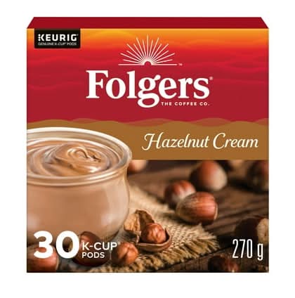 Folgers K Cup Coffee Pods, Hazelnut Cream (270 g, 30 ct)